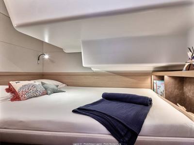 Cabin on Corali, a Lagoon 51 catamaran at Athens, Greece