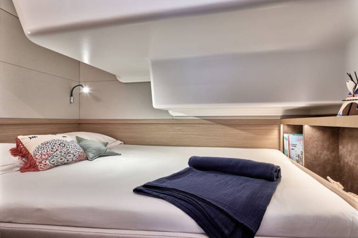 Cabin on Corali, a Lagoon 51 catamaran at Athens, Greece