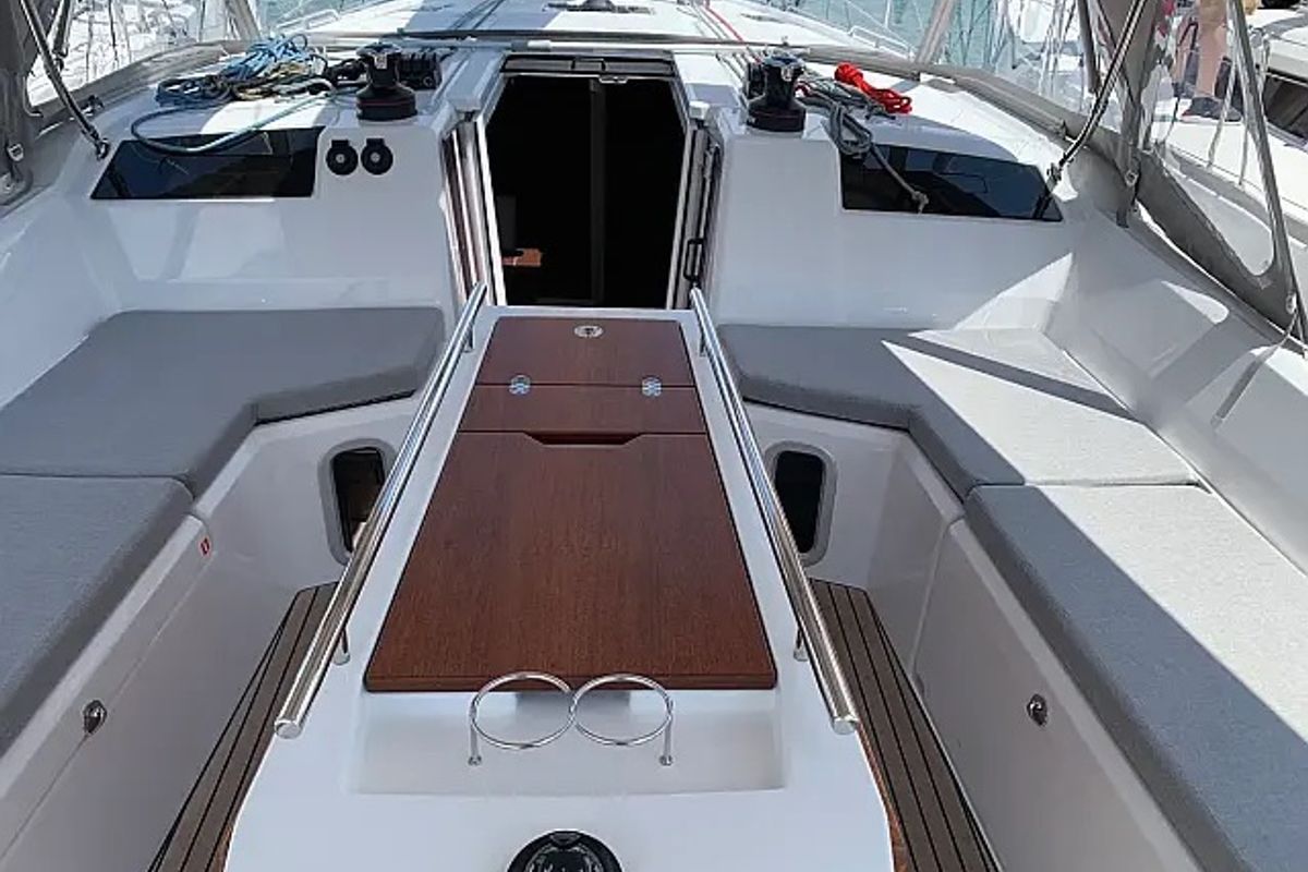 Deck of Northern Light, a Beneteau Oceanis 40.1 sailboat at Grad Trogir, Croatia