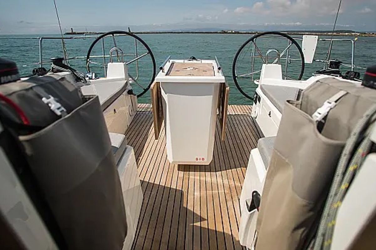 Cockpit of Northern Light, a Beneteau Oceanis 40.1 sailboat at Grad Trogir, Croatia