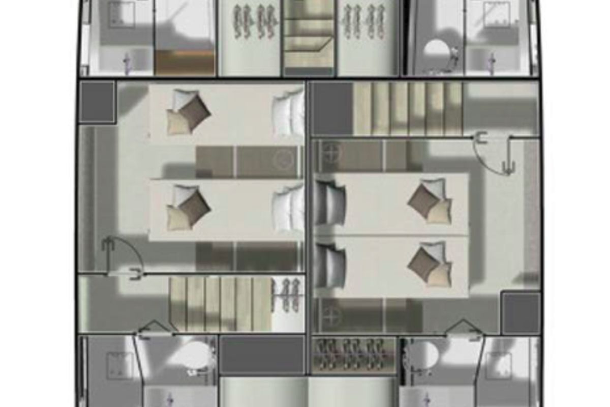Floor plan of M-Key, a Prestige M48 catamaran at Split, Croatia
