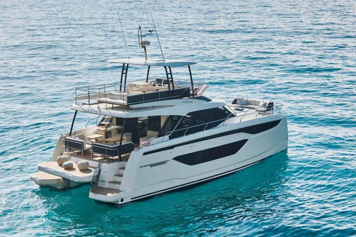 Exterior view of M-Key, a Prestige M48 catamaran at Split, Croatia