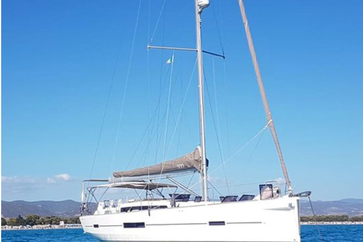 Exterior view of Maestro S, a Dufour 500 Grand Large sailboat at Fethiye, Turkey