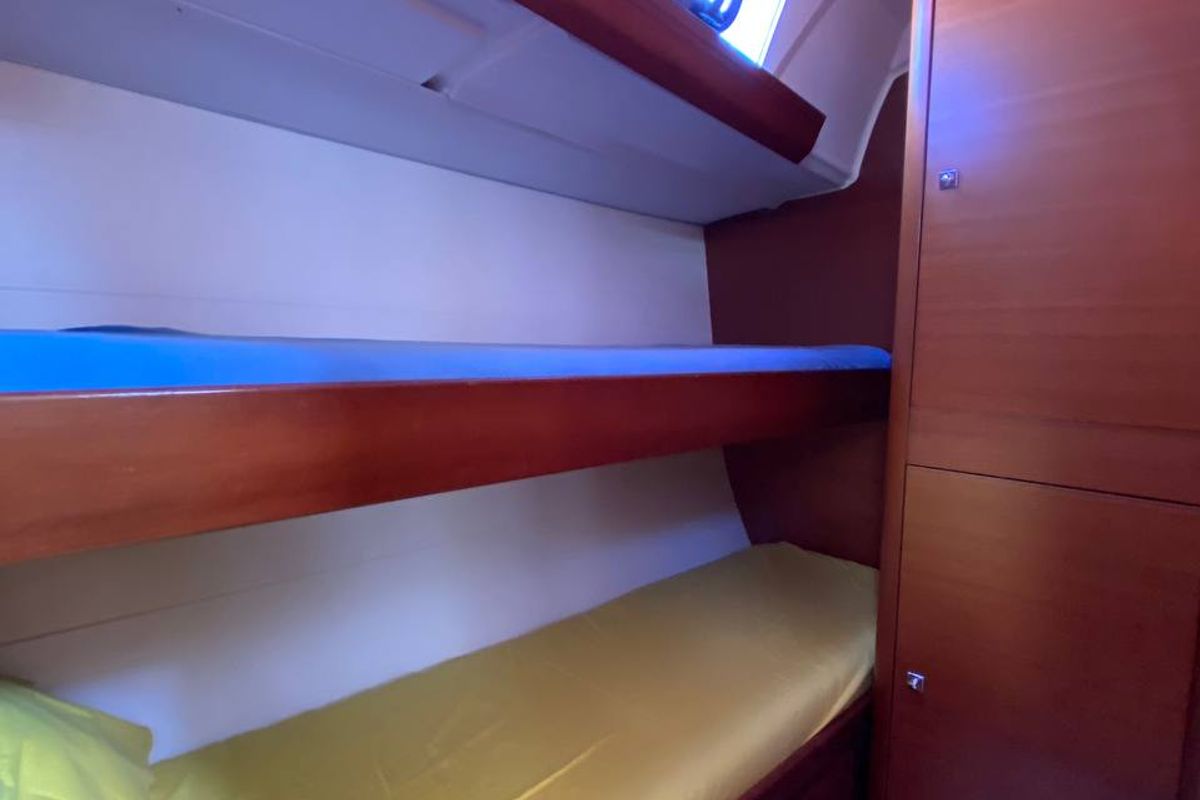 Cabin on Maestro S, a Dufour 500 Grand Large sailboat at Fethiye, Turkey