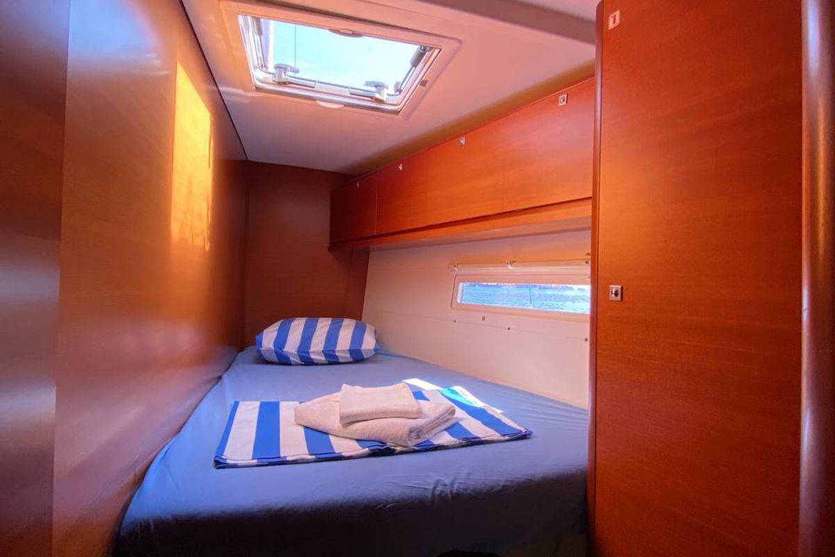 Cabin on Maestro S, a Dufour 500 Grand Large sailboat at Fethiye, Turkey