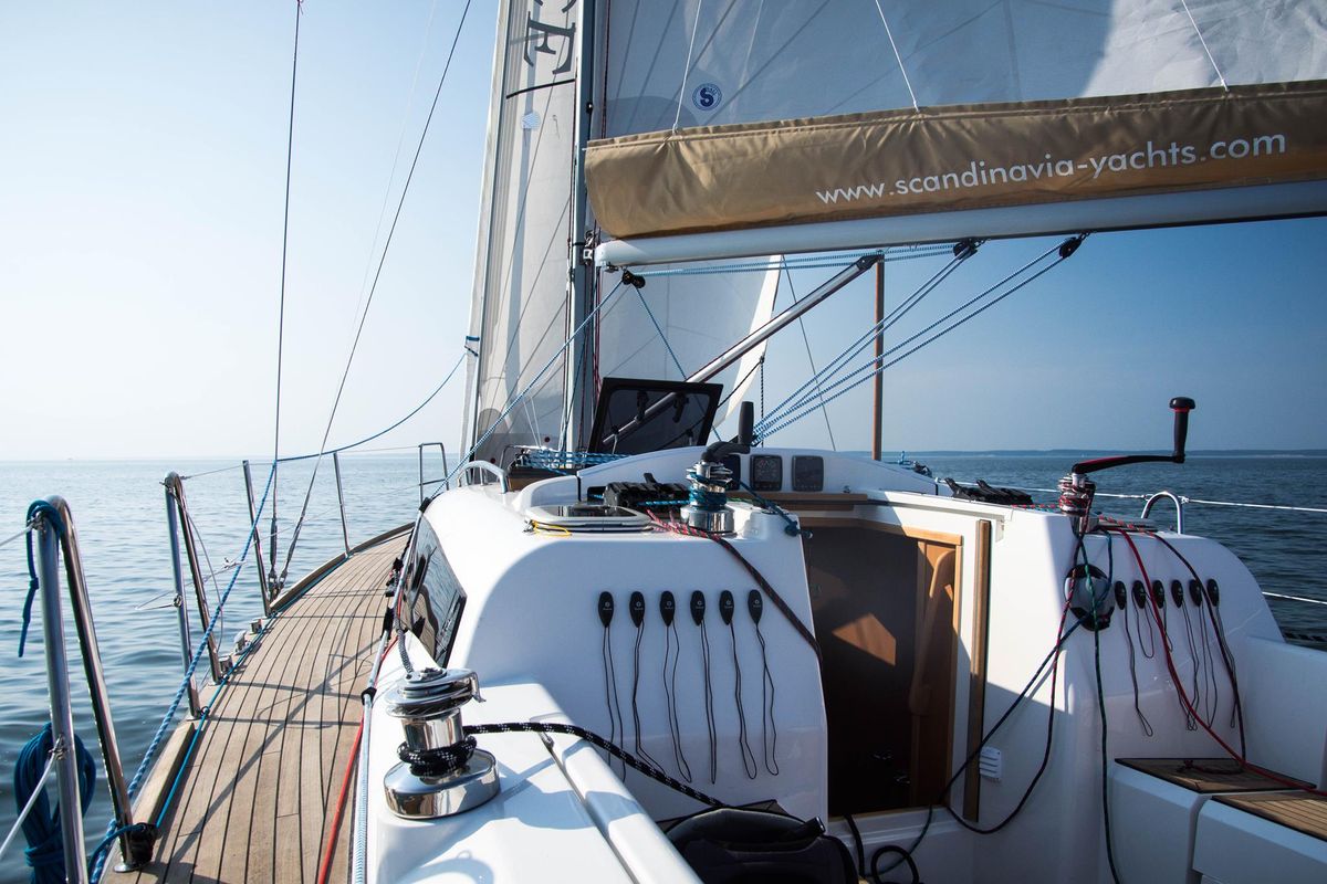 Deck of NN1, a Scandinavia Yachts Scandinavia 35 sailboat at Grad Biograd na Moru, Croatia