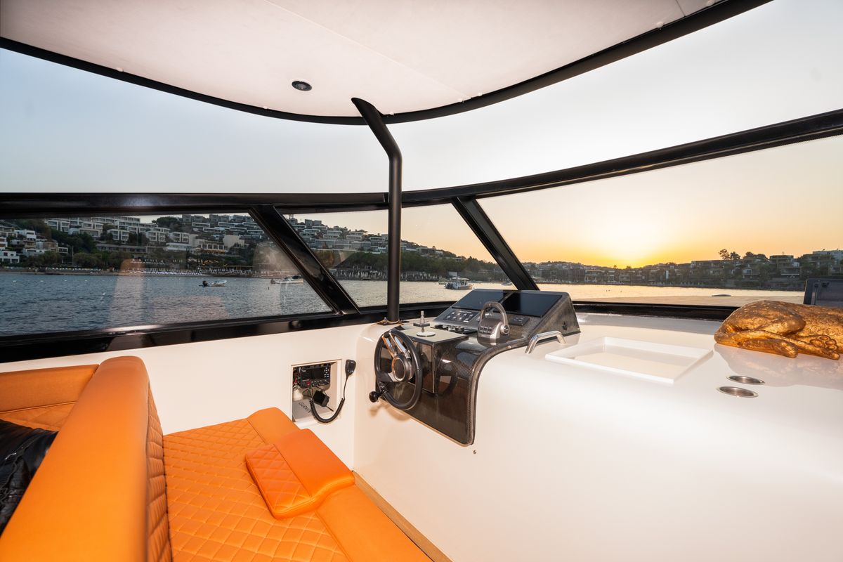 Cockpit of Phantom, a Gulet Motoryacht yacht at Bodrum, Turkey