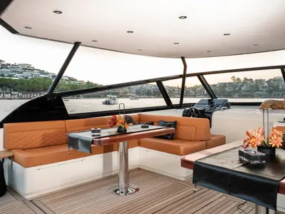 Deck of Phantom, a Gulet Motoryacht yacht at Bodrum, Turkey