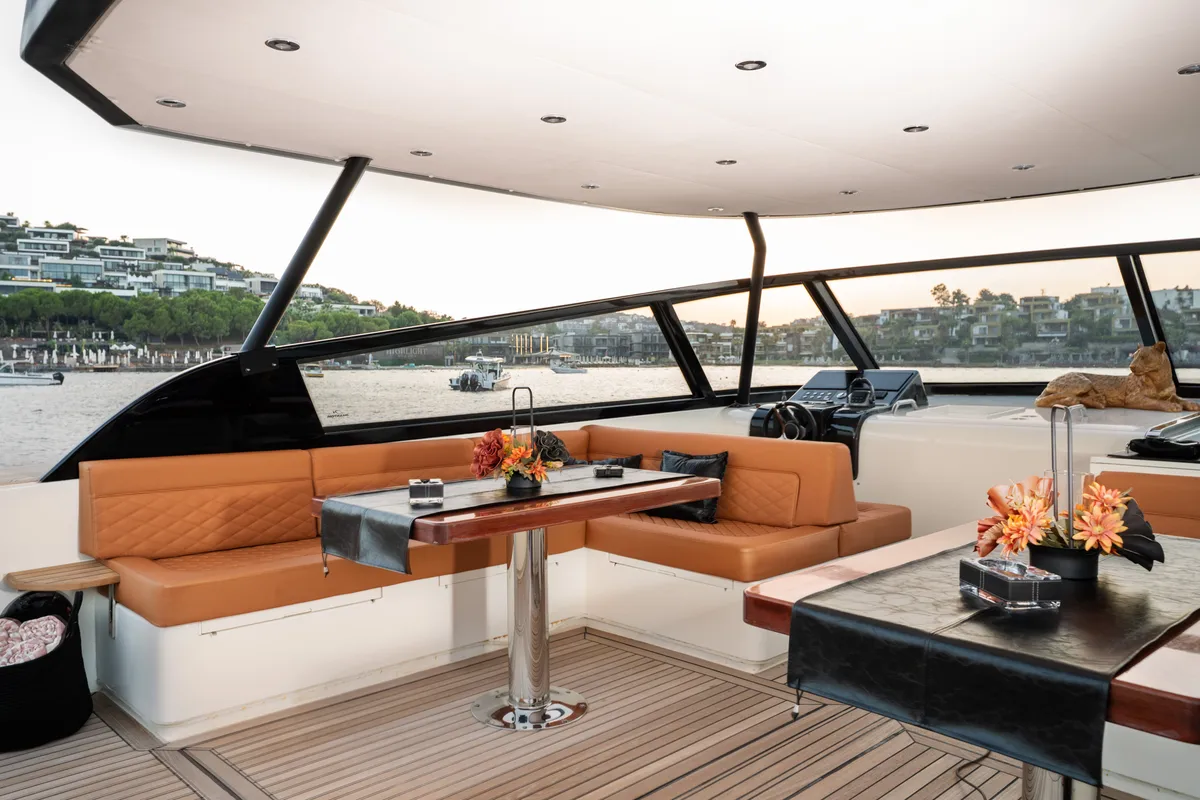 Deck of Phantom, a Gulet Motoryacht yacht at Bodrum, Turkey