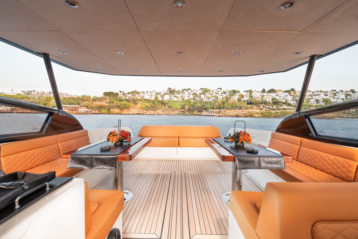 Deck of Phantom, a Gulet Motoryacht yacht at Bodrum, Turkey