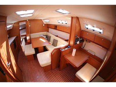 Salon of Eurybia, a Bavaria Cruiser 40 sailboat at Loutraki, Greece