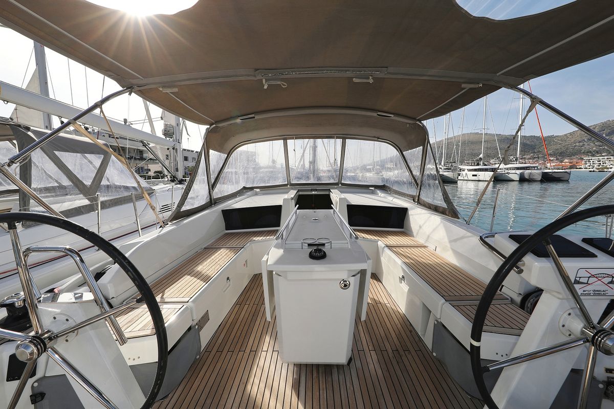 Cockpit of My Course, a Beneteau Oceanis 46.1 sailboat at Grad Trogir, Croatia