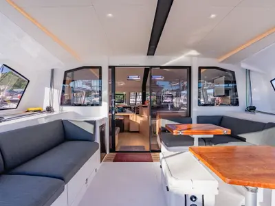 Salon of SempreVerde, a Nautitech Rochefort Nautitech 44 Open catamaran at Road Town, British Virgin Islands