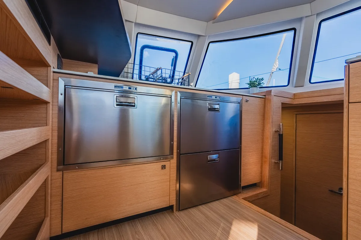 Galley of SempreVerde, a Nautitech Rochefort Nautitech 44 Open catamaran at Road Town, British Virgin Islands