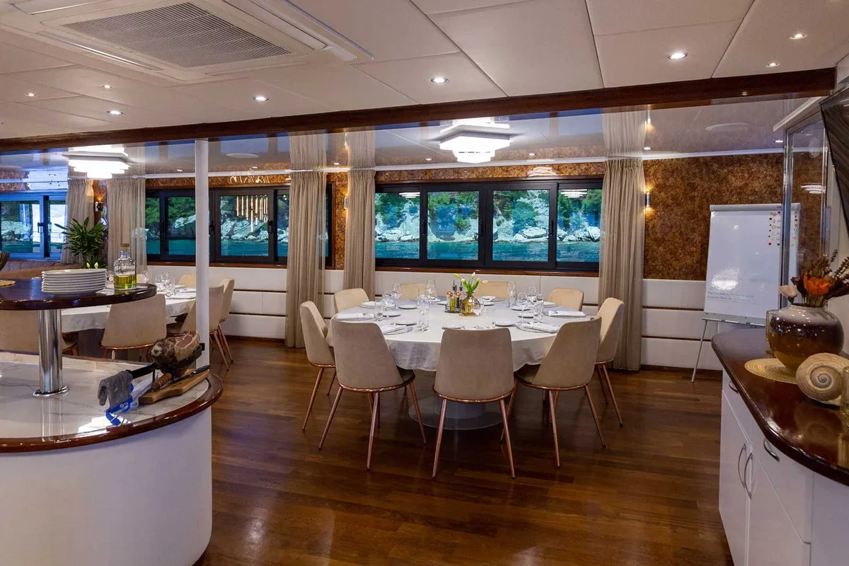 Salon of MS Avantura, a Gulet Motoryacht yacht at Split, Croatia