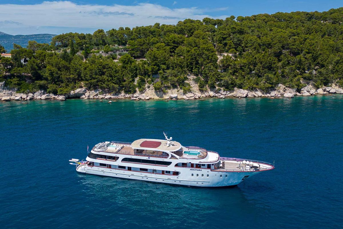 Exterior view of MS Avantura, a Gulet Motoryacht yacht at Split, Croatia