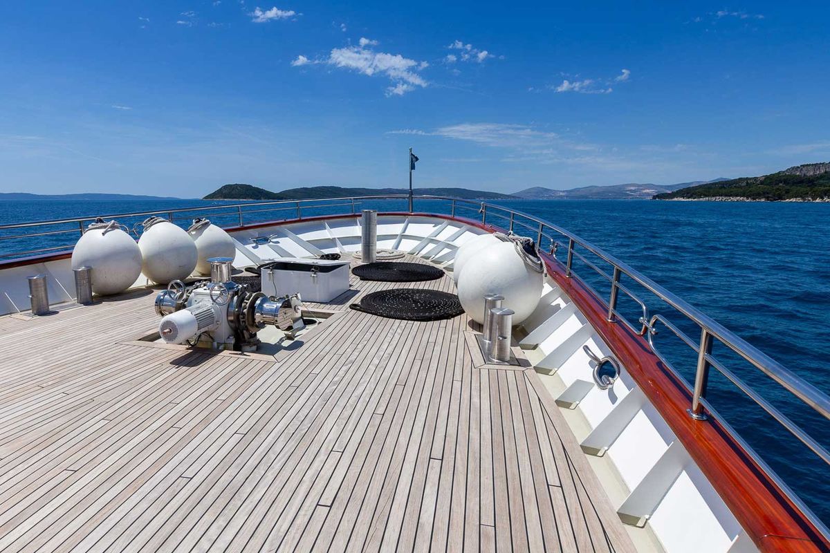Deck of MS Avantura, a Gulet Motoryacht yacht at Split, Croatia