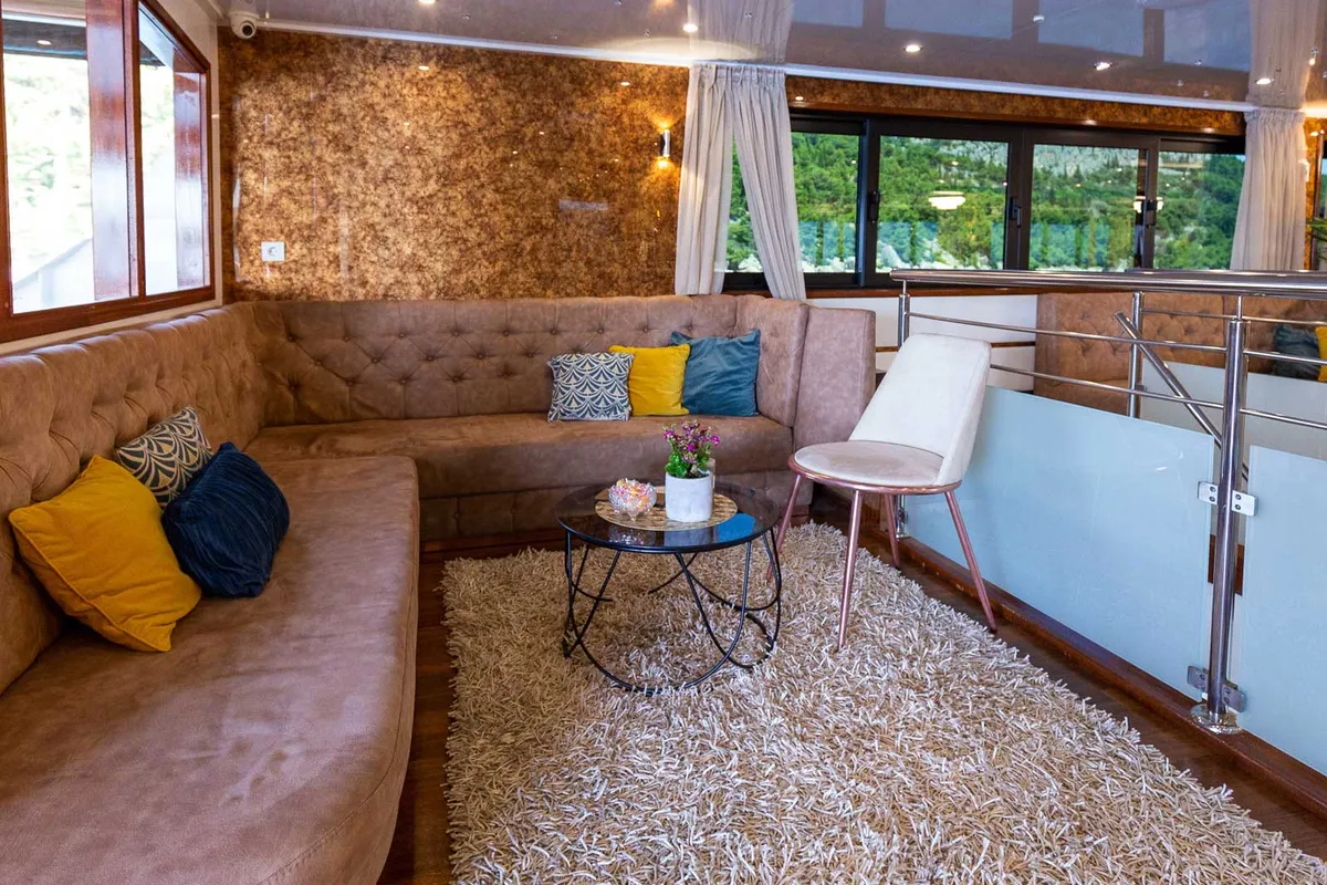 Salon of MS Avantura, a Gulet Motoryacht yacht at Split, Croatia