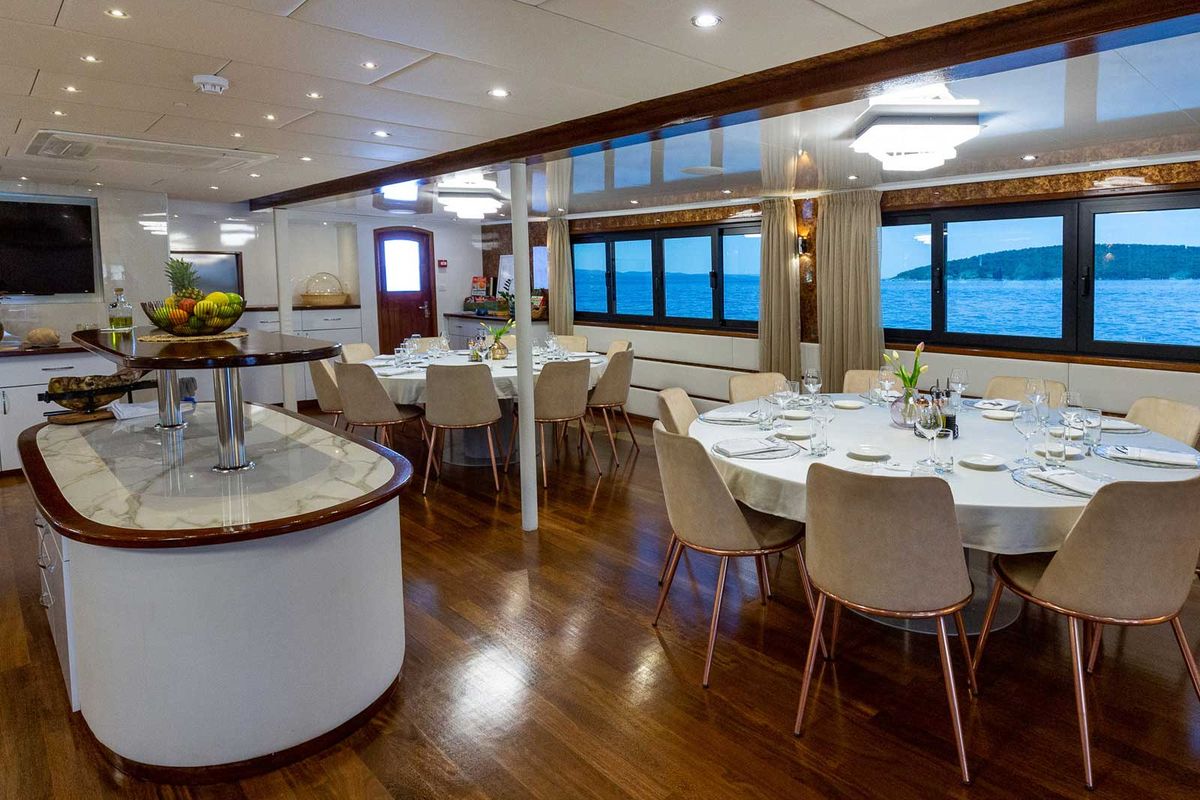 Salon of MS Avantura, a Gulet Motoryacht yacht at Split, Croatia