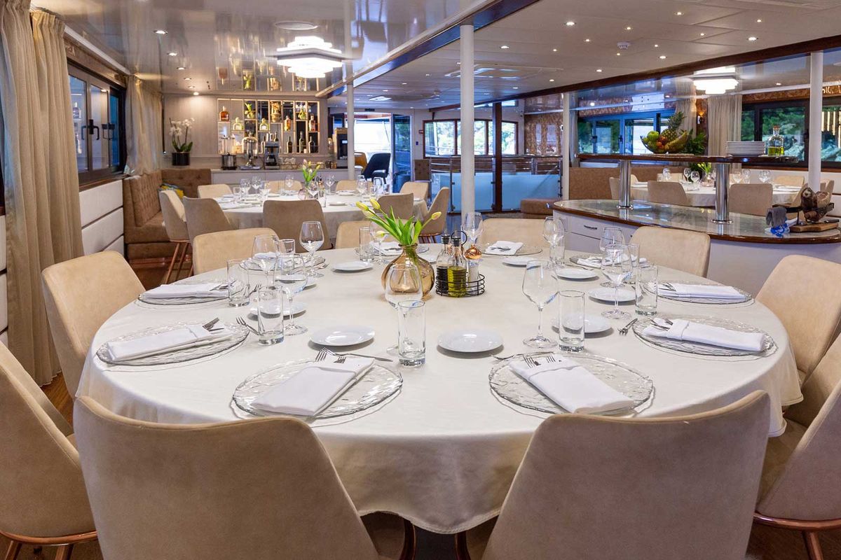 Salon of MS Avantura, a Gulet Motoryacht yacht at Split, Croatia
