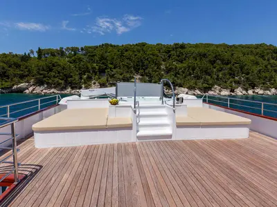 Deck of MS Avantura, a Gulet Motoryacht yacht at Split, Croatia