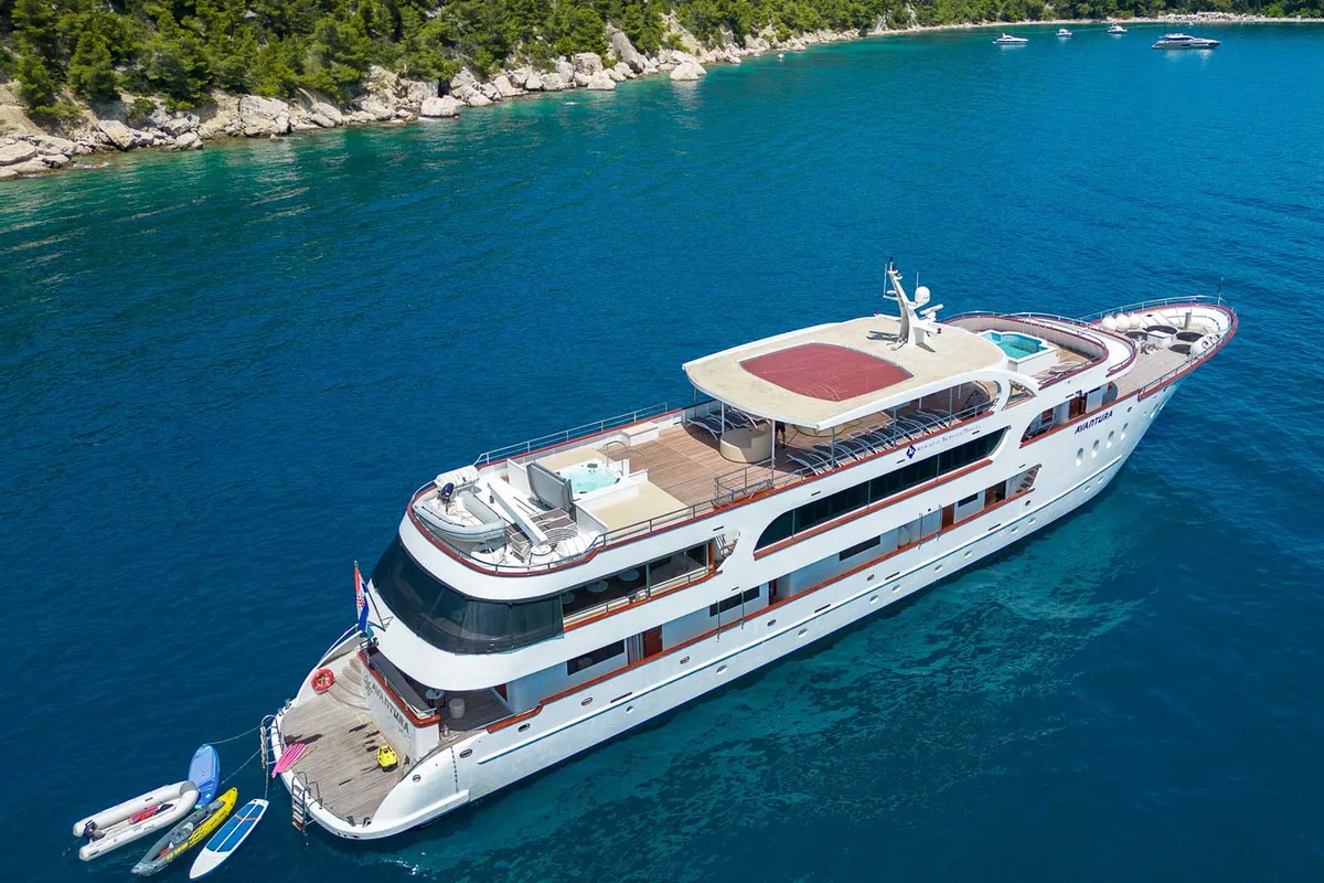 Exterior view of MS Avantura, a Gulet Motoryacht yacht at Split, Croatia
