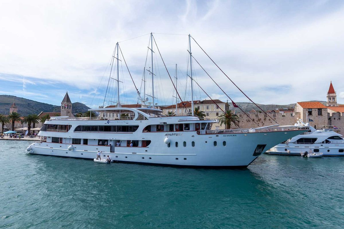 Exterior view of MS Avantura, a Gulet Motoryacht yacht at Split, Croatia