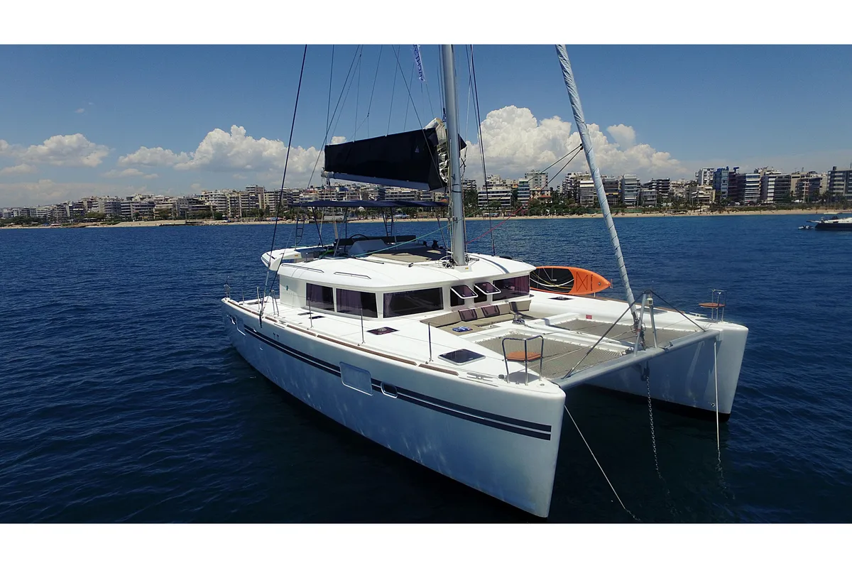 Exterior view of Poker Face  - (A/C - Generator - Refit 2021), a Lagoon 450 Fly catamaran at Athens, Greece