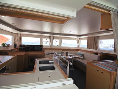 Salon of Poker Face - (A/C - Generator - Refit 2021), a Lagoon 450 Fly catamaran at Athens, Greece