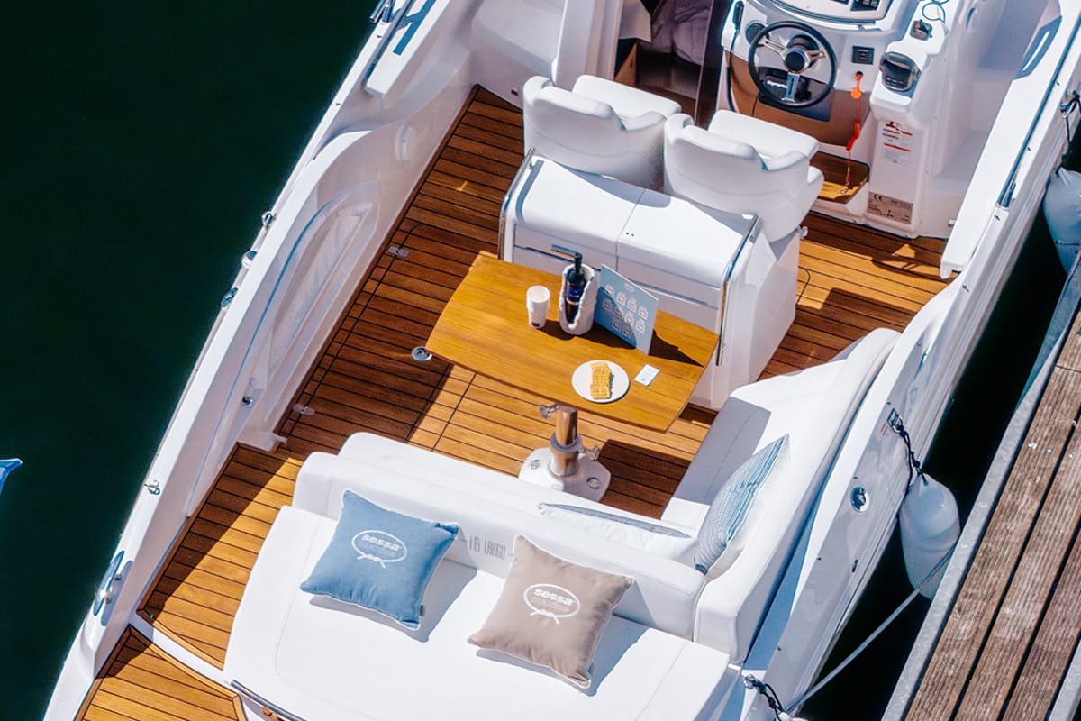 Deck of Capricorn, a Sessa Marine Sessa Key Largo 27 motorboat at Općina Sukošan, Croatia