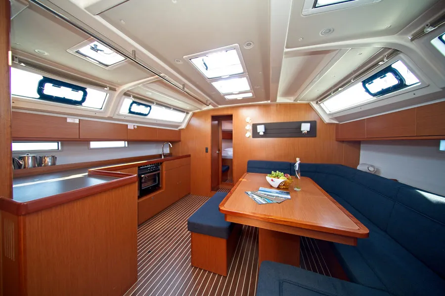 Salon of MH 77, a Bavaria Cruiser 46 sailboat at Murter, Croatia