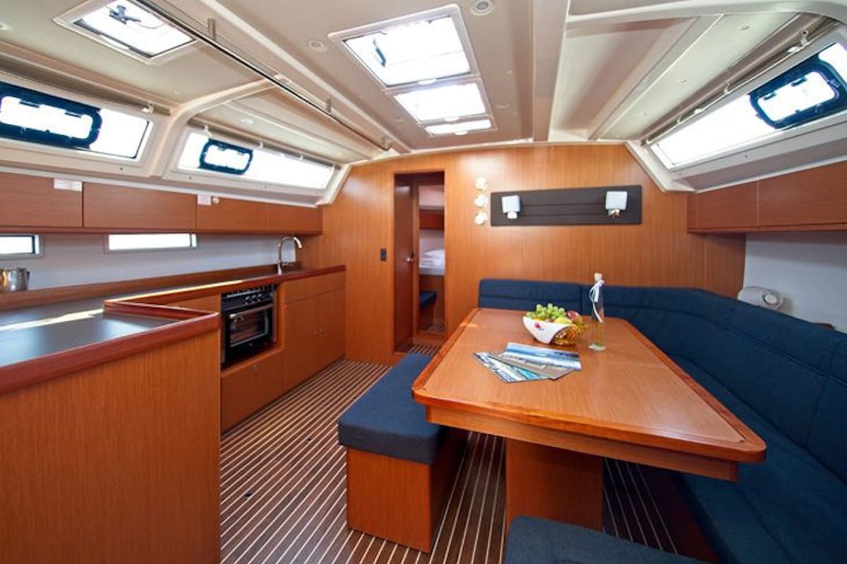 Salon of MH 77, a Bavaria Cruiser 46 sailboat at Murter, Croatia