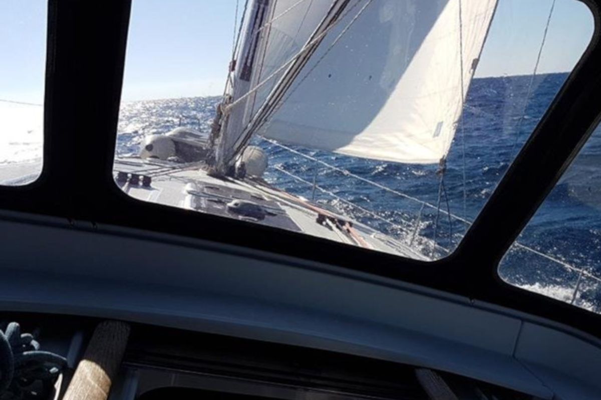Cockpit of Flying Colours, a Beneteau Oceanis 50 Family sailboat at Općina Sukošan, Croatia