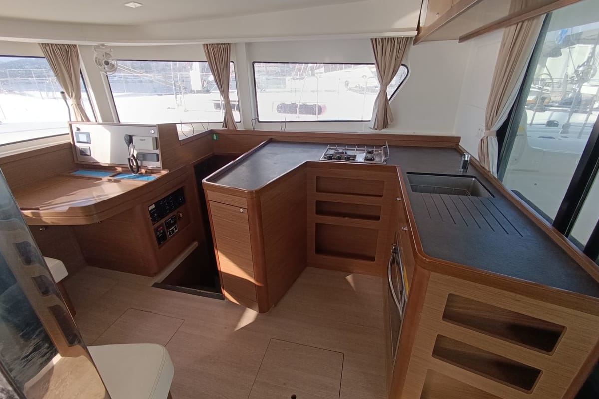 Galley of Neptune, a Lagoon 42 catamaran at Lavreotiki Municipal Unit, Greece