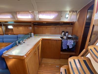 Galley of Saida, a Jeanneau Sun Odyssey 43  sailboat at Fethiye, Turkey