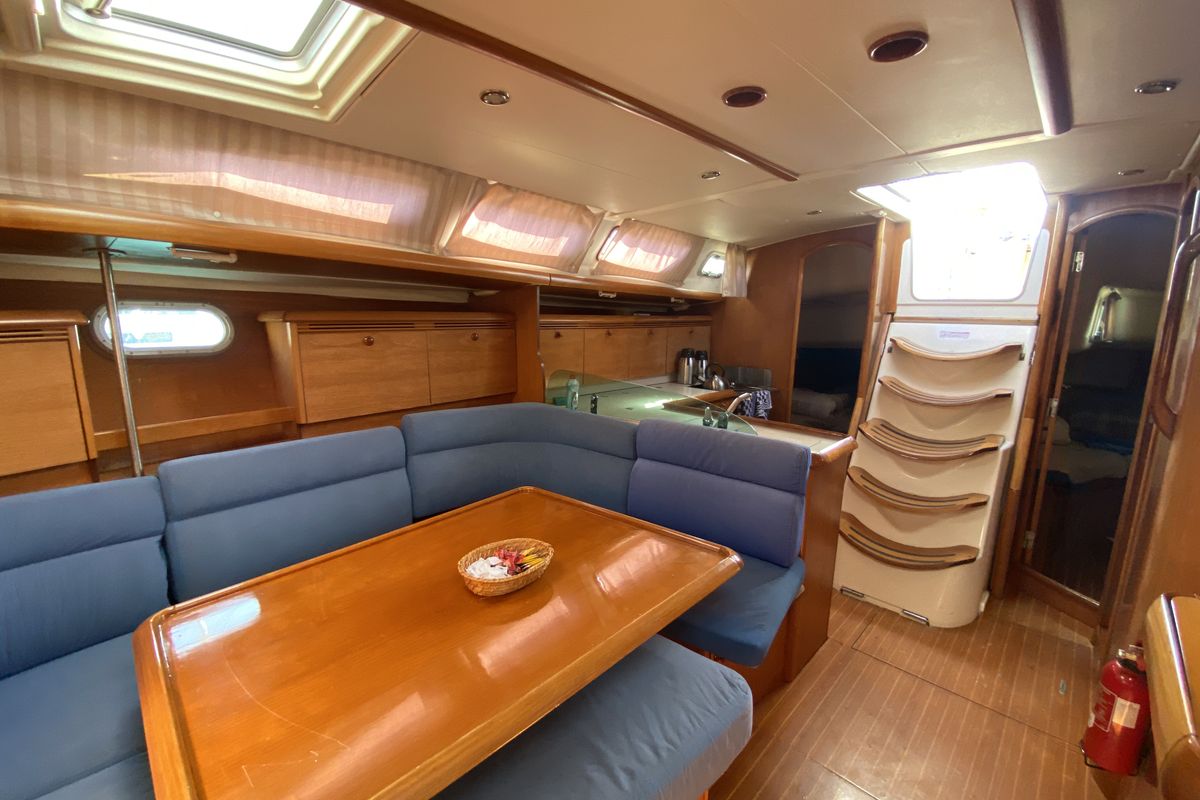 Salon of Saida, a Jeanneau Sun Odyssey 43  sailboat at Fethiye, Turkey
