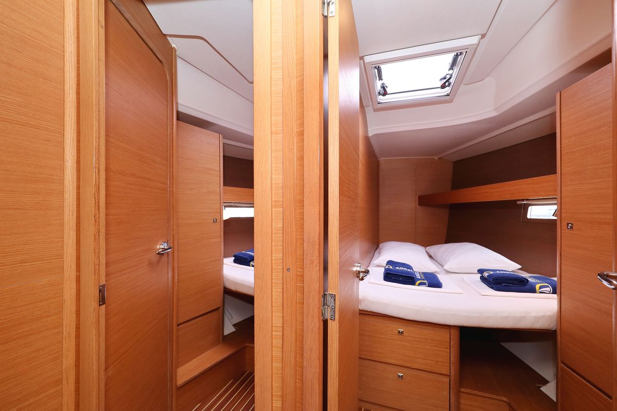 Cabin on Carina, a Dufour 460 GL sailboat at Grad Trogir, Croatia