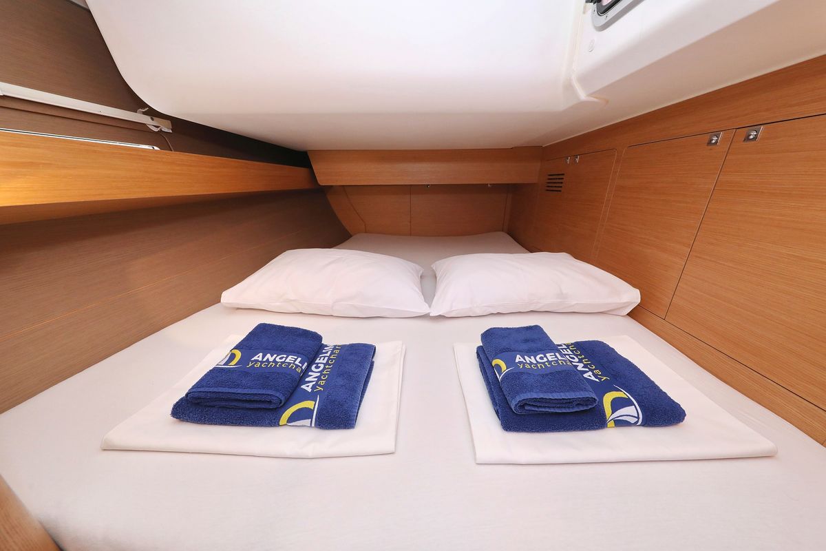 Cabin on Carina, a Dufour 460 GL sailboat at Grad Trogir, Croatia