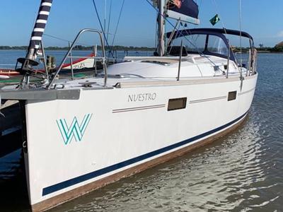 Exterior view of Nuestro, a Delta 41 sailboat at Paraty, Brazil