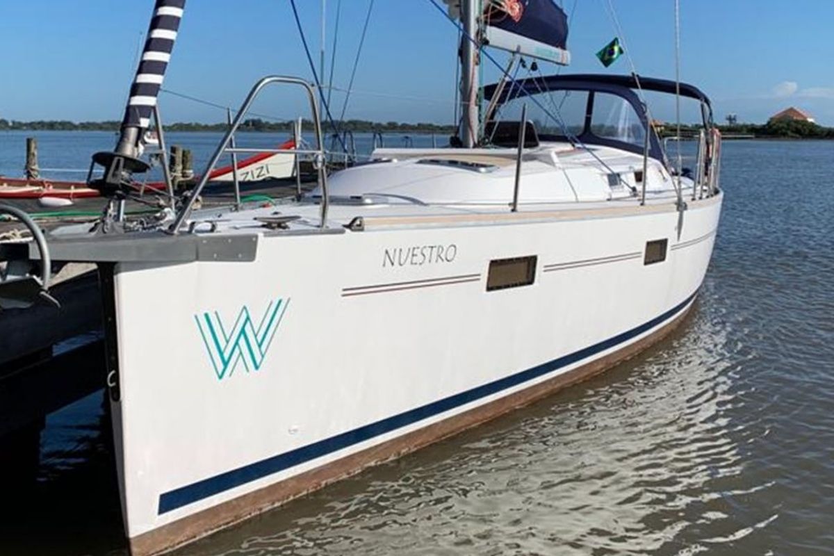 Exterior view of Nuestro, a Delta 41 sailboat at Paraty, Brazil