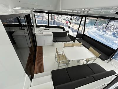 Deck of Sea Charme, a Lagoon 51 catamaran at Olbia, Italy