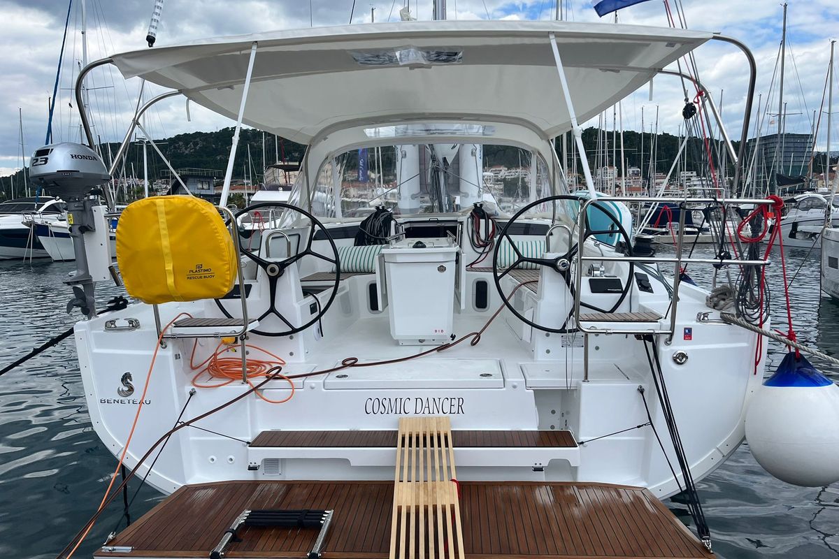 Cockpit of COSMIC DANCER, a Beneteau Oceanis 40.1 sailboat at Split, Croatia