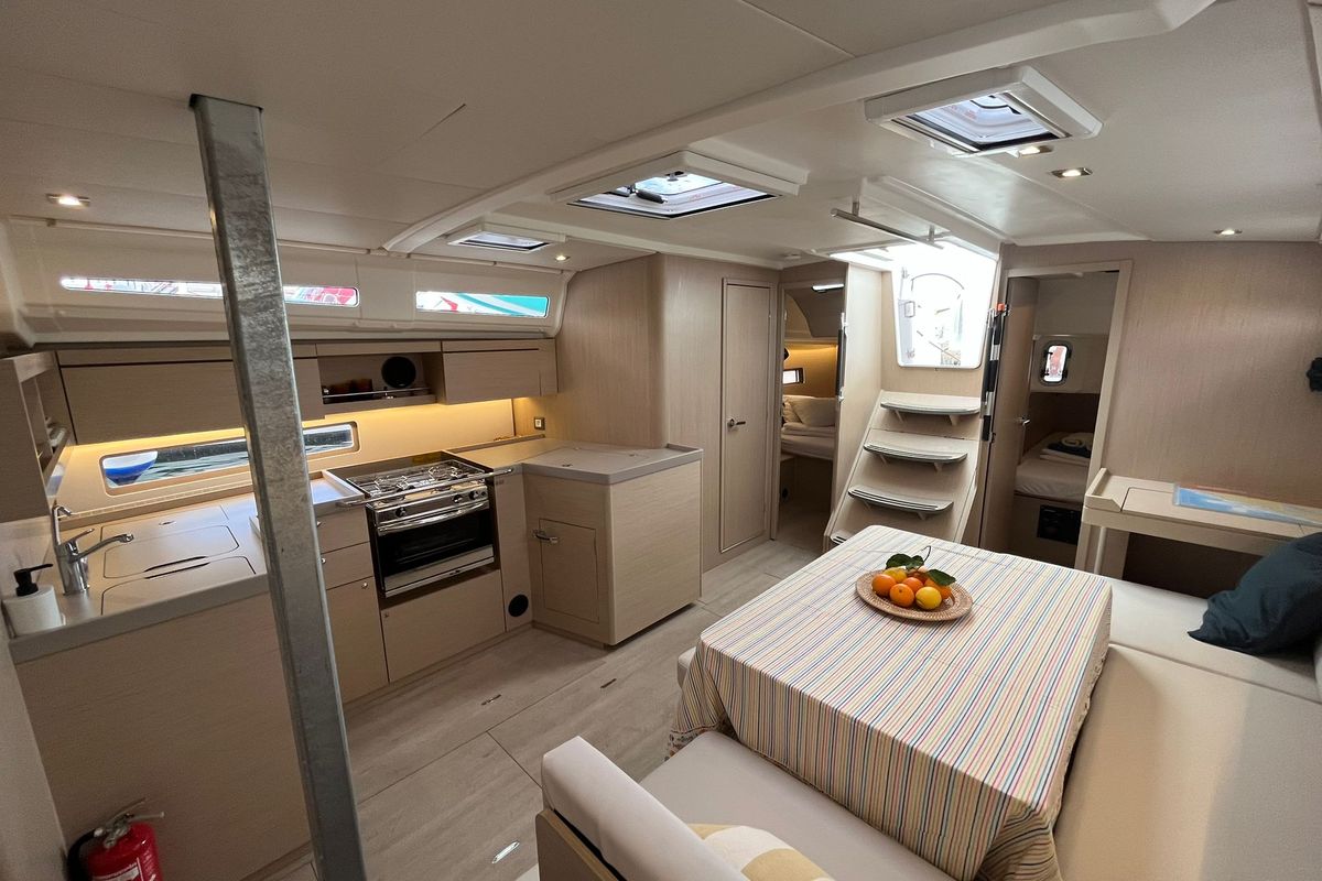 Salon of COSMIC DANCER, a Beneteau Oceanis 40.1 sailboat at Split, Croatia