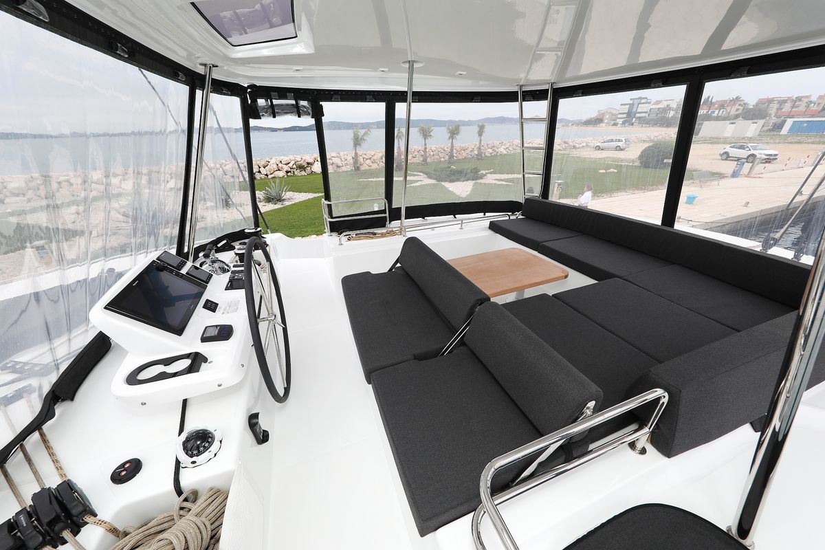 Cockpit of Hattori Hanzō, a Lagoon 51 catamaran at Općina Sukošan, Croatia