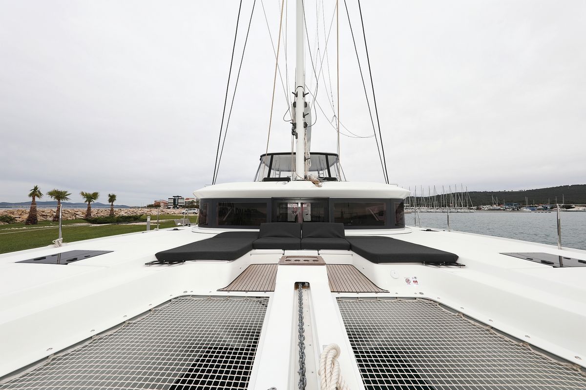 Deck of Hattori Hanzō, a Lagoon 51 catamaran at Općina Sukošan, Croatia