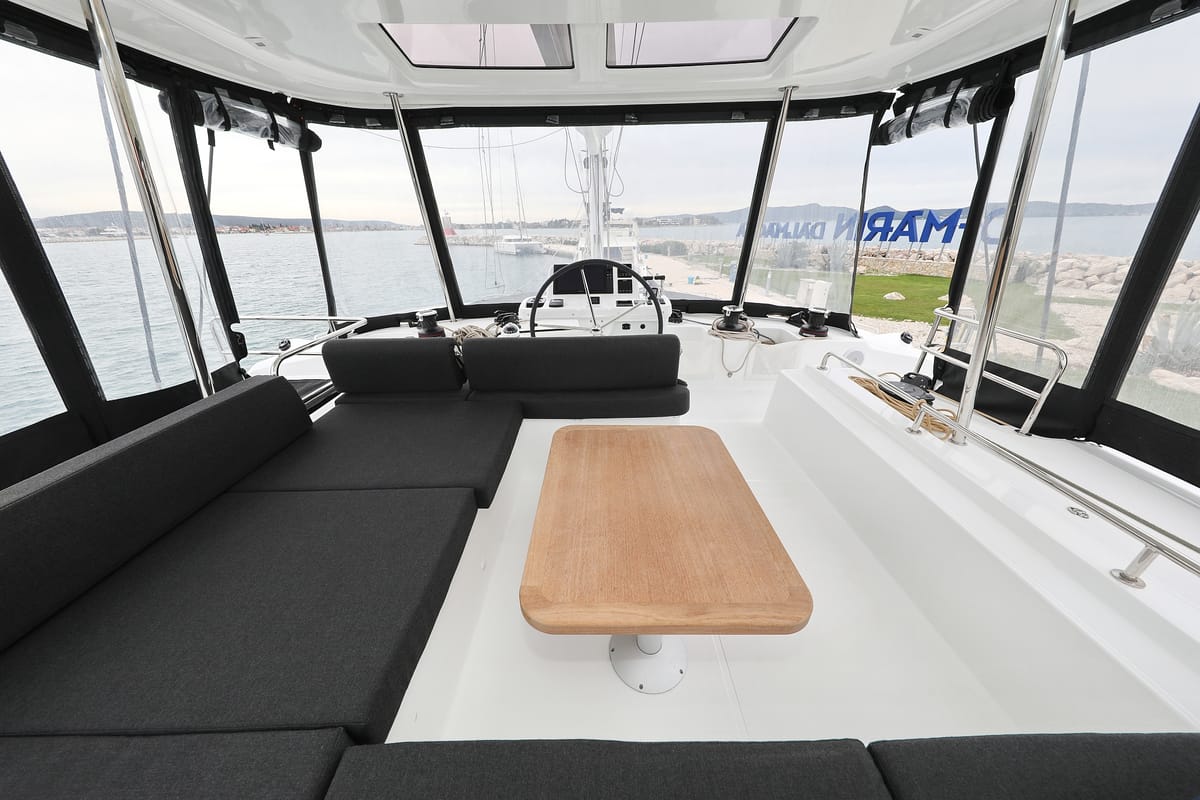 Cockpit of Hattori Hanzō, a Lagoon 51 catamaran at Općina Sukošan, Croatia