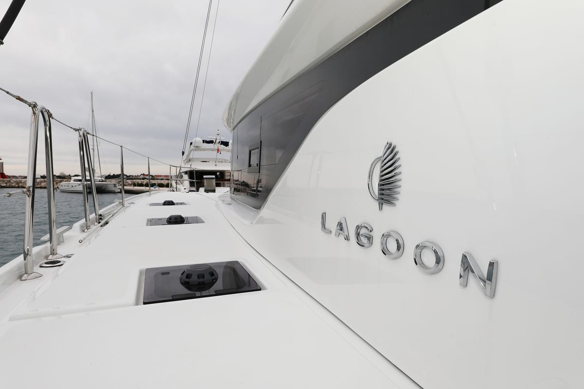 Deck of Hattori Hanzō, a Lagoon 51 catamaran at Općina Sukošan, Croatia