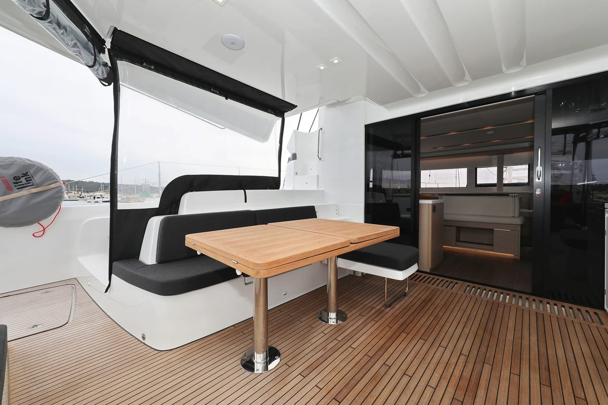 Deck of Hattori Hanzō, a Lagoon 51 catamaran at Općina Sukošan, Croatia