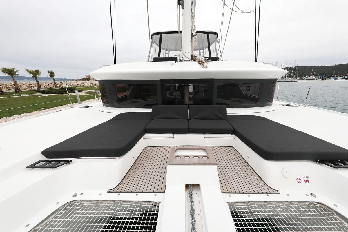 Exterior view of Hattori Hanzō, a Lagoon 51 catamaran at Općina Sukošan, Croatia