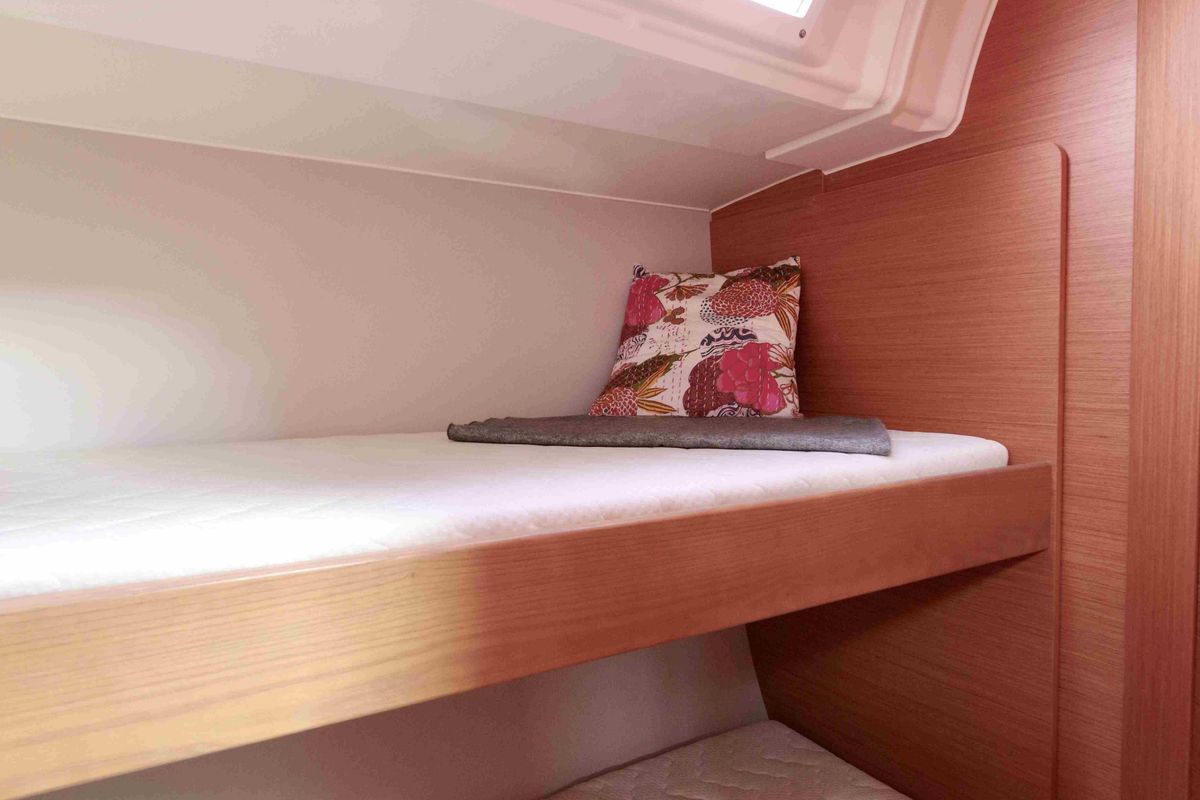 Cabin on Fortuna, a Dufour 470 sailboat at Castellammare di Stabia, Italy